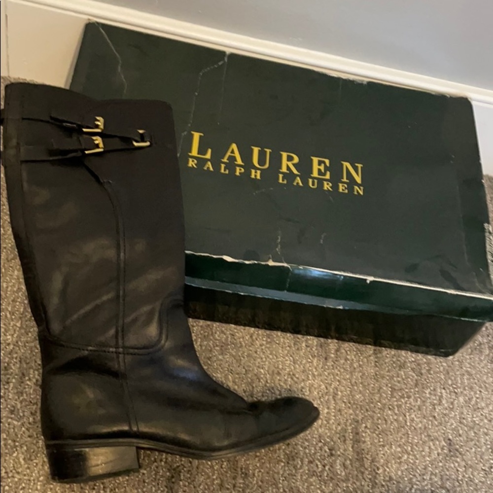 Ralph Lauren black leather boots